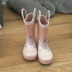 Cat and Jack rain boots size 6 pink unicorn
